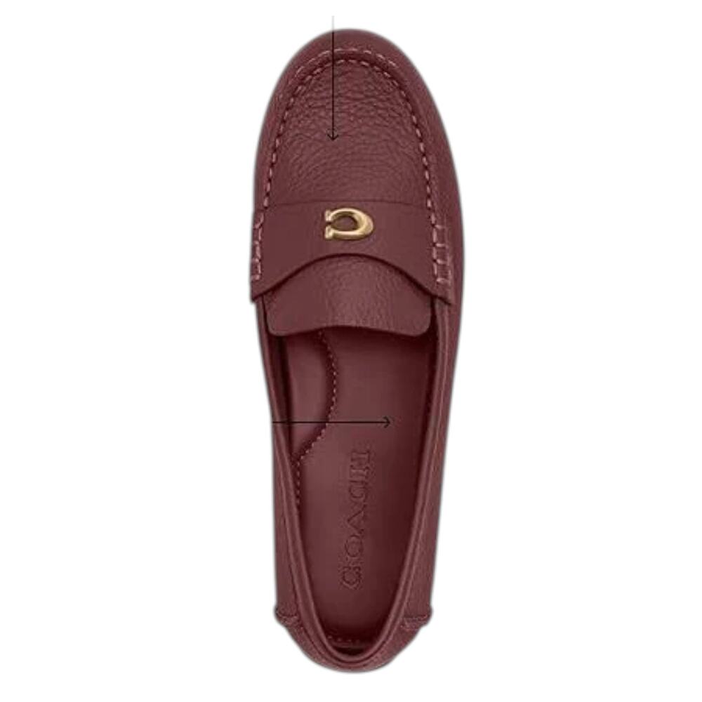 COACH Women's Sculpted C Leather Classic Loafer Flats Dark Wine Size 9 - Picture 4 of 5
